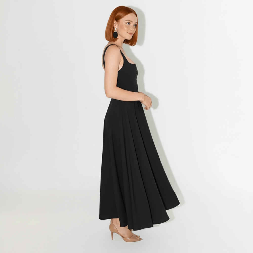 Vivica Elegant Square Neck Midi Dress