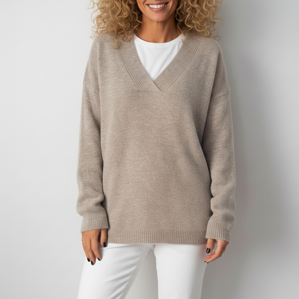 Women’s Cashmere V-Neck Jumper with Relaxed Fit