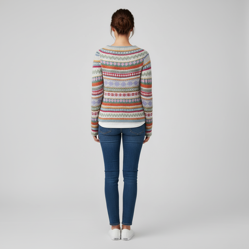 #colour_Soft Cream with Multicolor Fair Isle