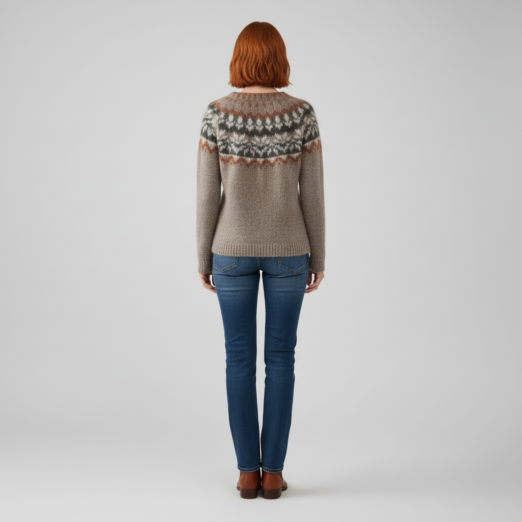 #colour_Warm Beige with Rust & Grey Fair Isle