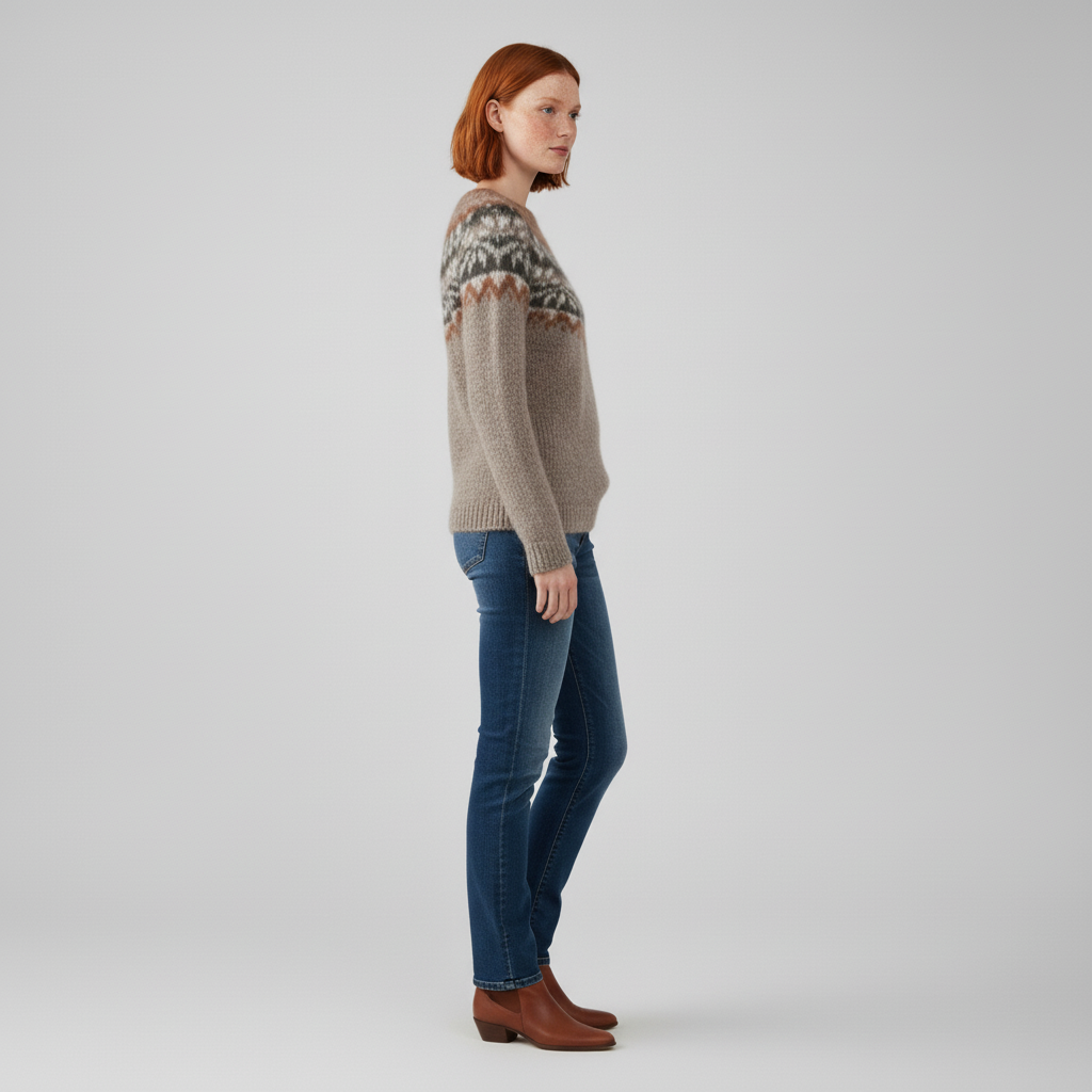 #colour_Warm Beige with Rust & Grey Fair Isle