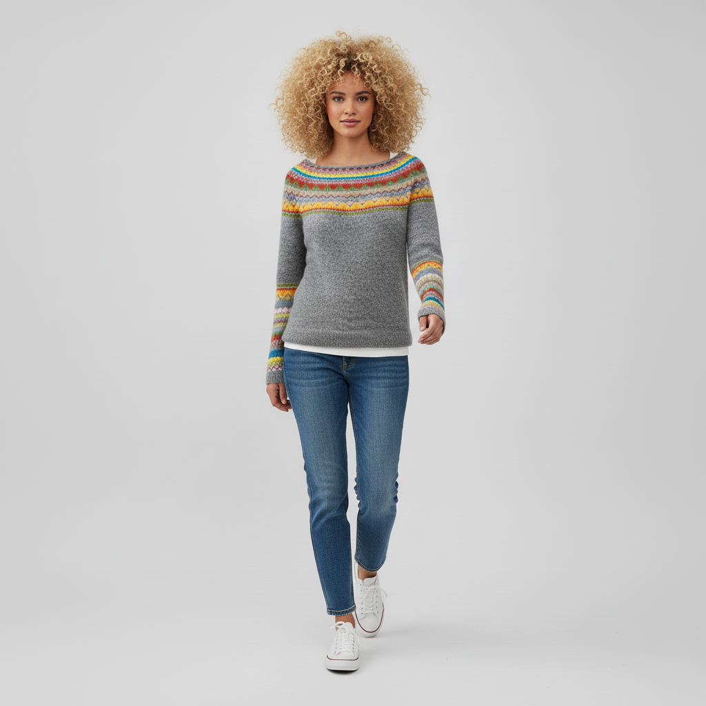 #colour_Heather Grey with Multicolor Fair Isle