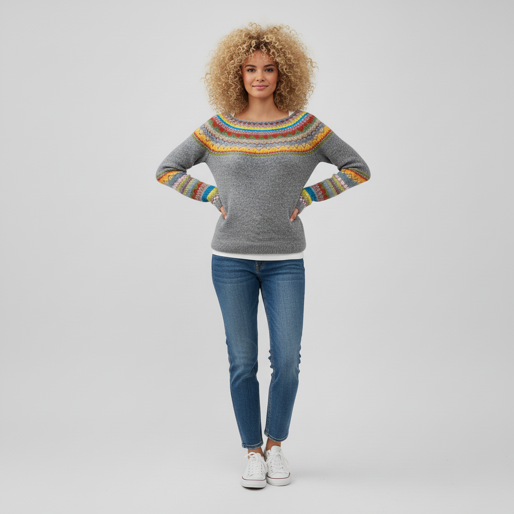 #colour_Heather Grey with Multicolor Fair Isle