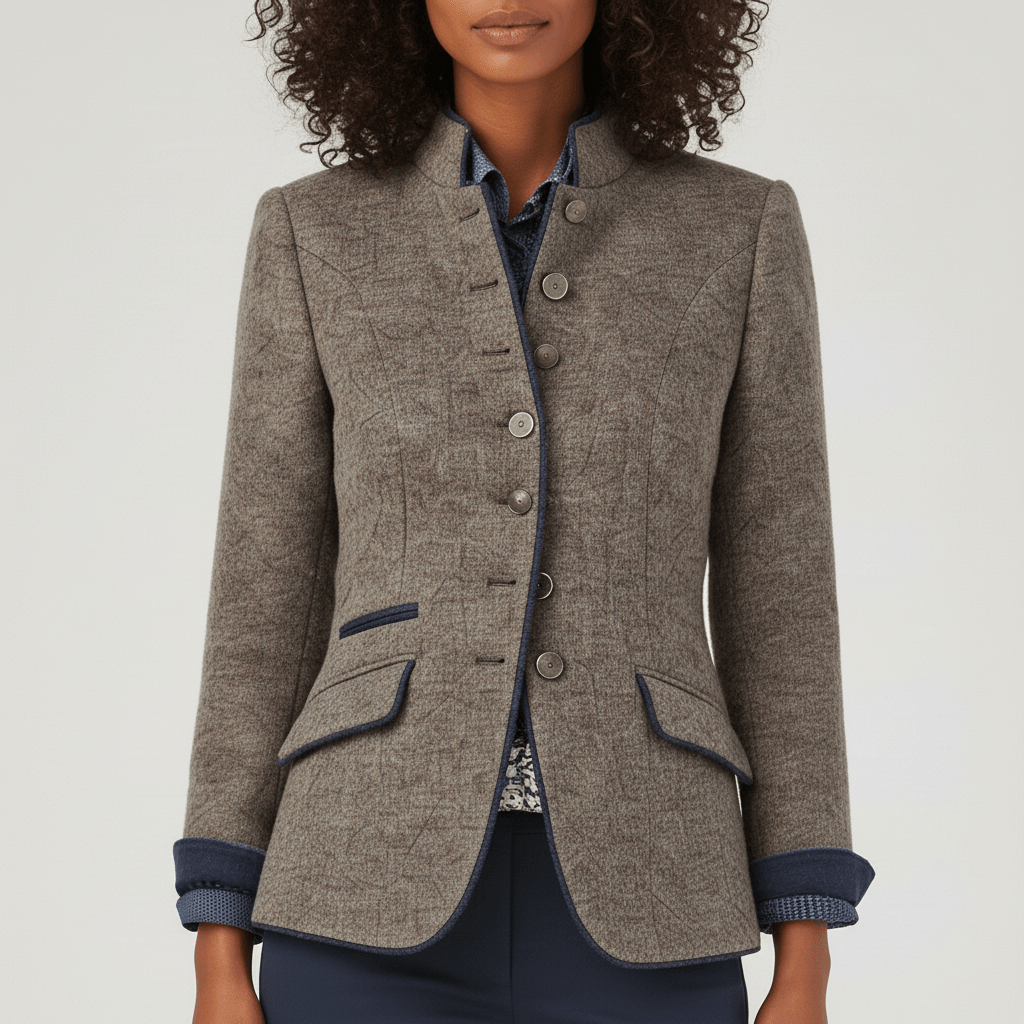 Women’s Tailored Button-Front Jacket with Contrast Trim