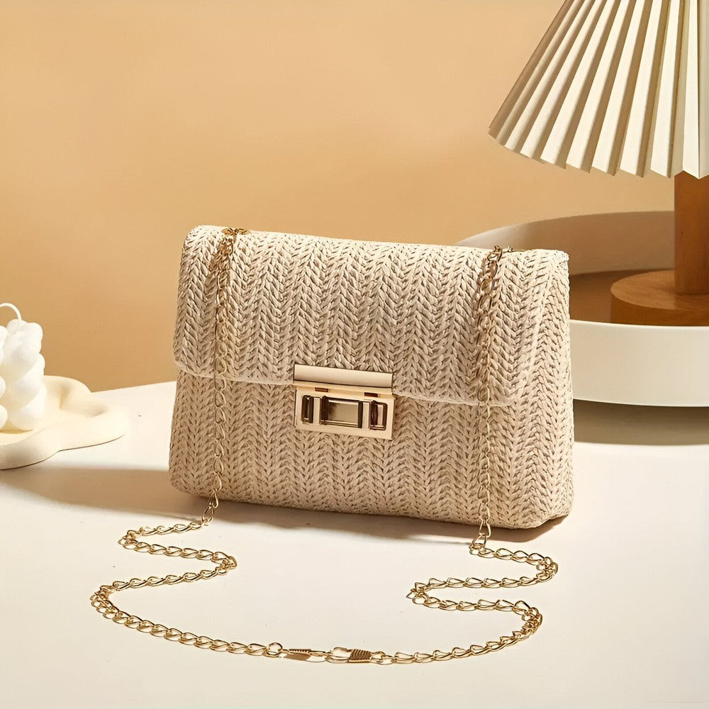 Raffia Women's Woven Crossbody Tote Bag – Chic Handbag 5