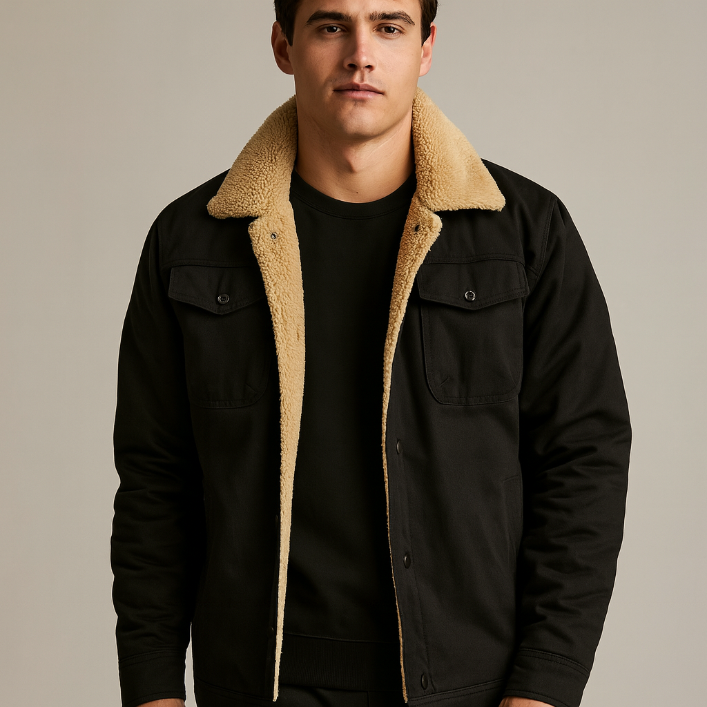 Men’s Winter Canvas Jacket with Sherpa Lining