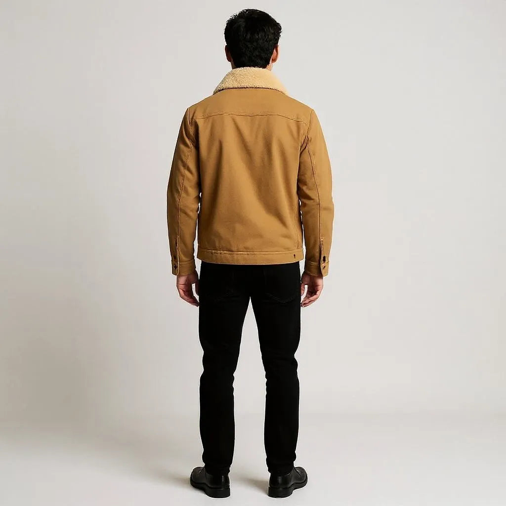 Men’s Winter Canvas Jacket with Sherpa Lining