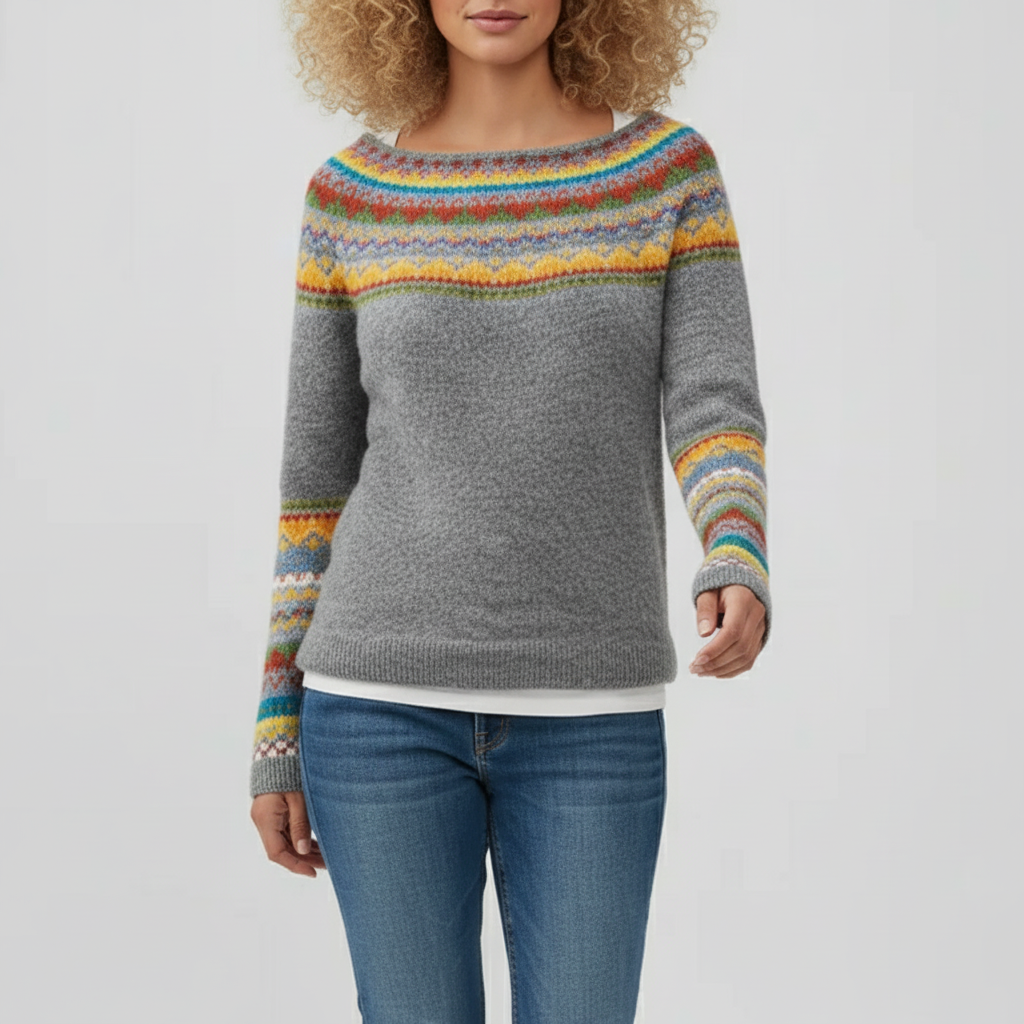 #colour_Heather Grey with Multicolor Fair Isle