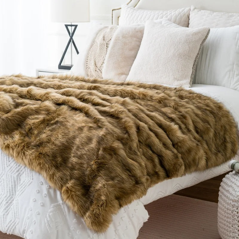 VOS Faux Fur Throw Blanket – Luxurious Softness for Home-3