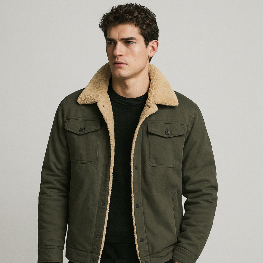 Men’s Winter Canvas Jacket with Sherpa Lining