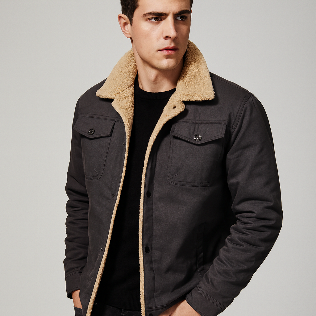 Men’s Winter Canvas Jacket with Sherpa Lining