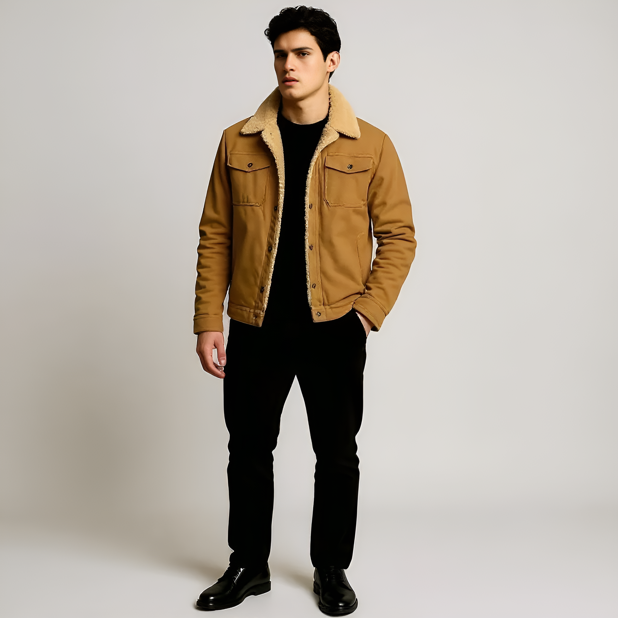 Men’s Winter Canvas Jacket with Sherpa Lining