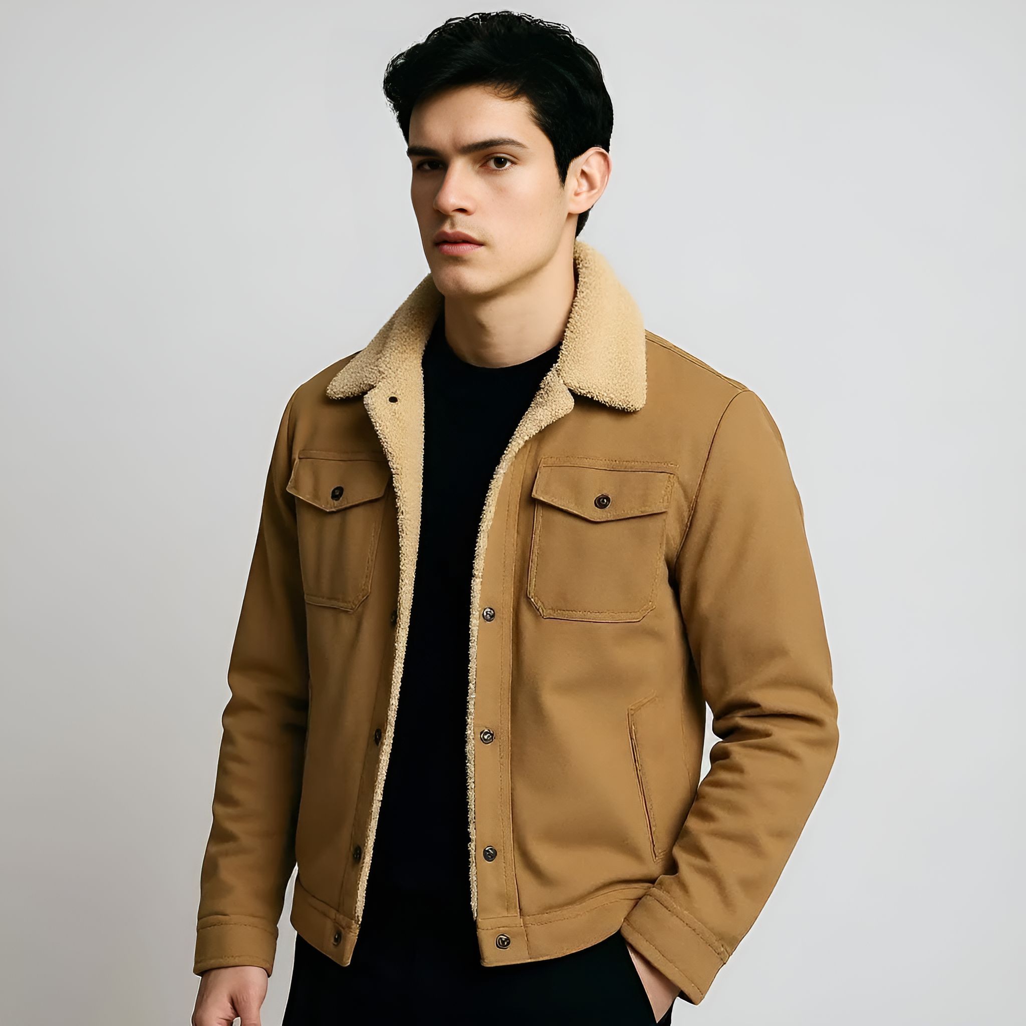 Men’s Winter Canvas Jacket with Sherpa Lining