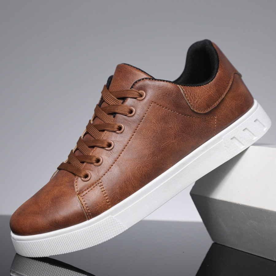 Montaro Men’s Leather Sneakers – Casual Lace-Up Trainers