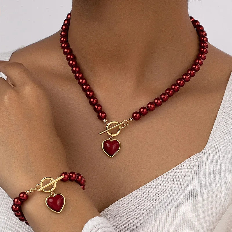 Pearl Women's Jewelry Set – Adjustable Bracelet & Necklace 1