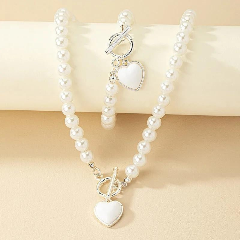 Pearl Women's Jewelry Set – Adjustable Bracelet & Necklace 6