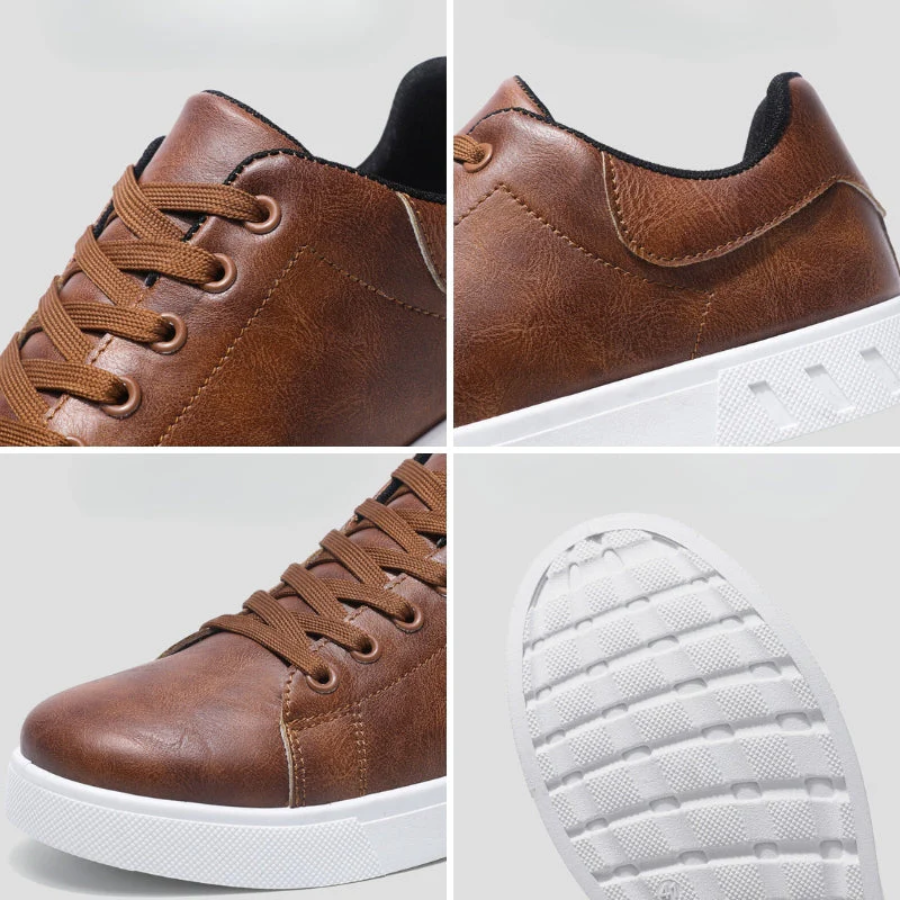 Montaro Men’s Leather Sneakers – Casual Lace-Up Trainers