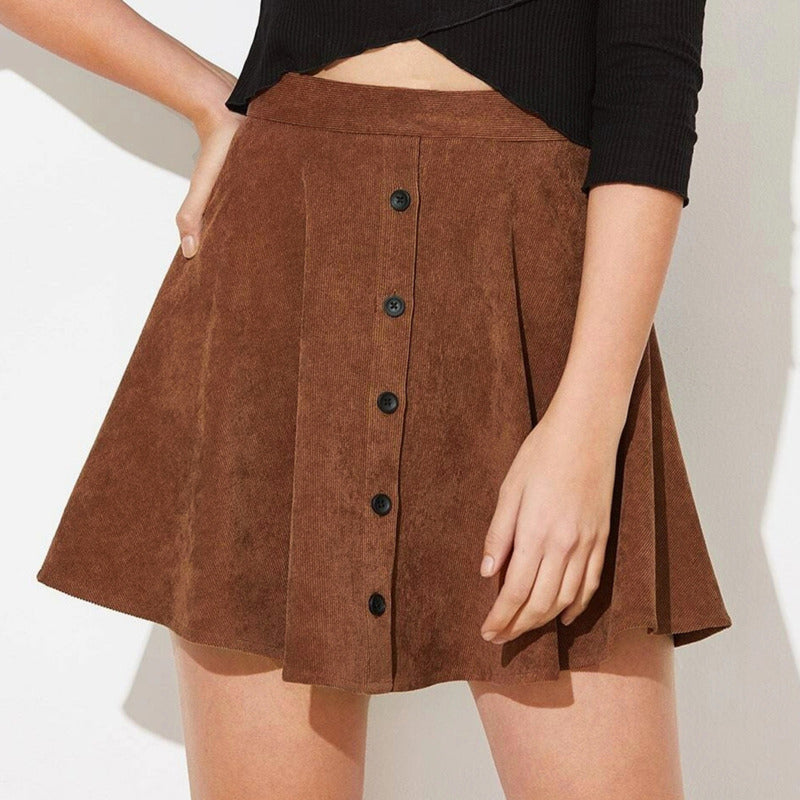 Belle Women’s High-Waisted A-Line Corduroy Skirt – Above Knee 1