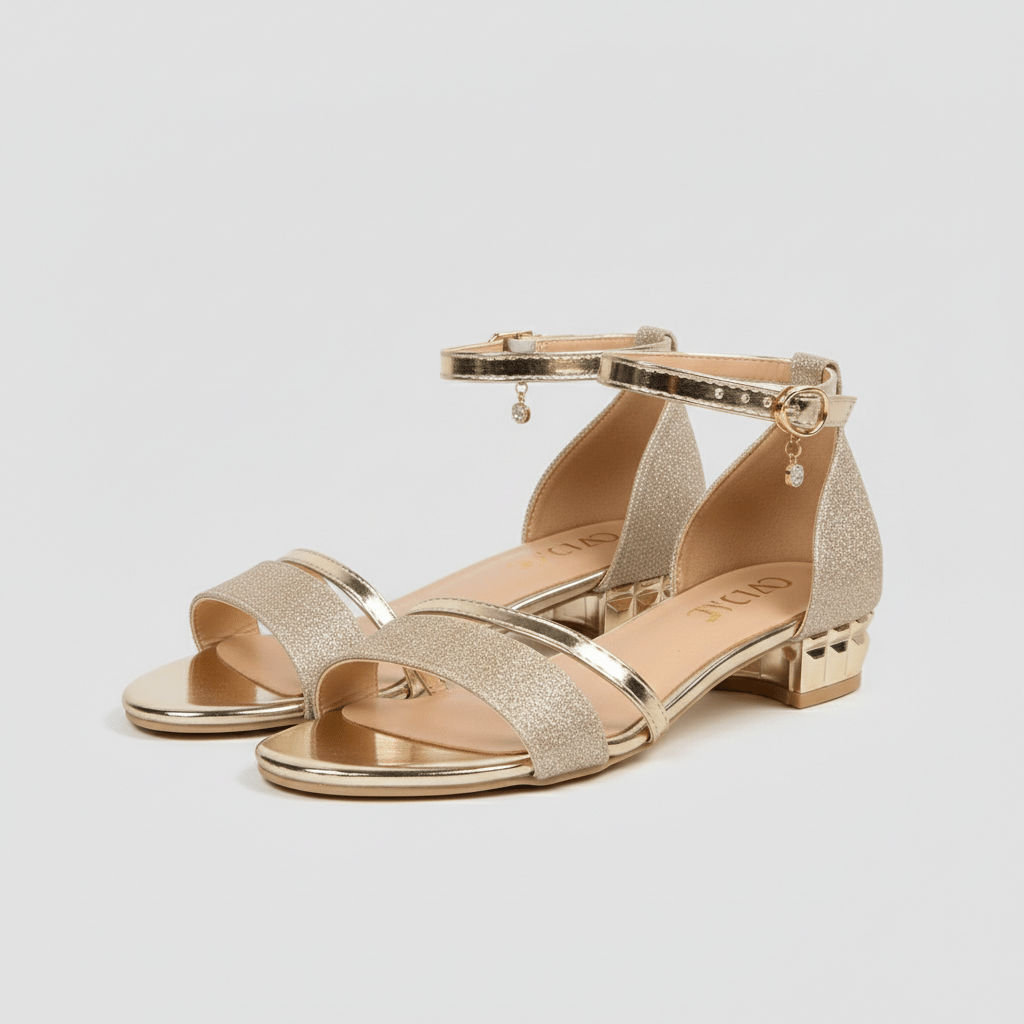 Abigail Block Heel Sandals with Ankle Strap and Open Toe