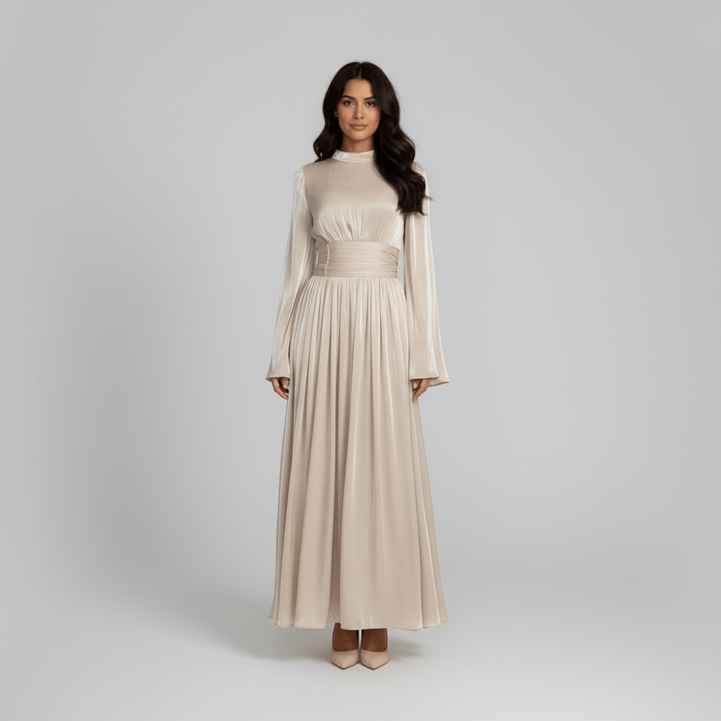 Adalyn High Neck Pleated Maxi Dress for Women