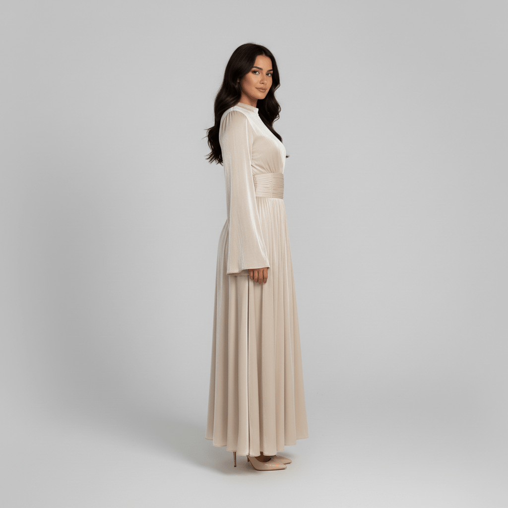 Adalyn High Neck Pleated Maxi Dress for Women