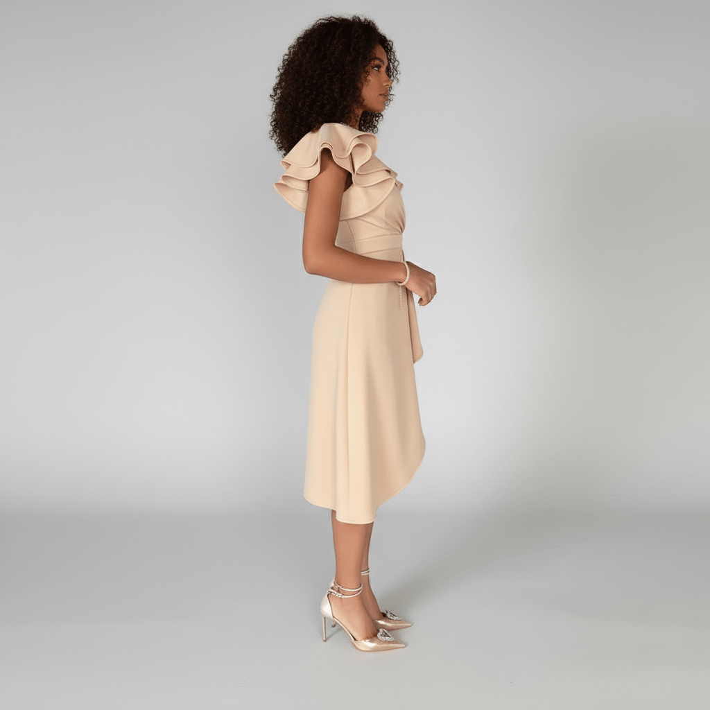 Alea Elegant Ruffle Wedding Guest Dress