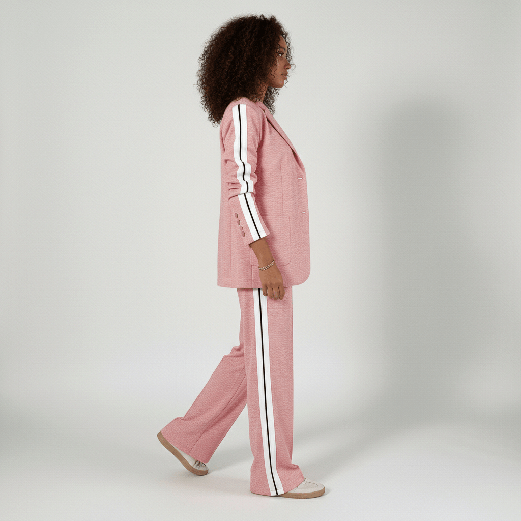 Caitlin Two Piece Set Blazer and Wide Leg Stripe Pants