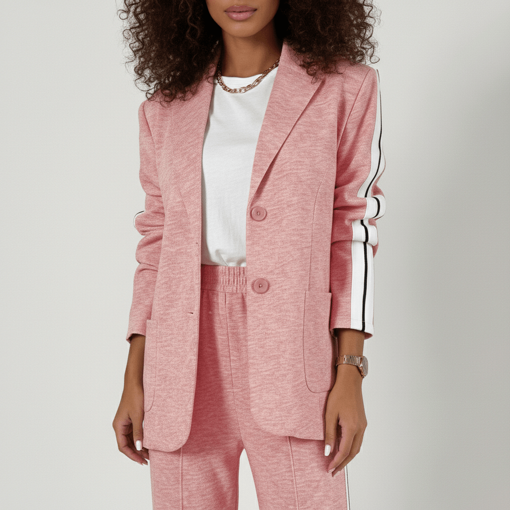 Caitlin Two Piece Set Blazer and Wide Leg Stripe Pants