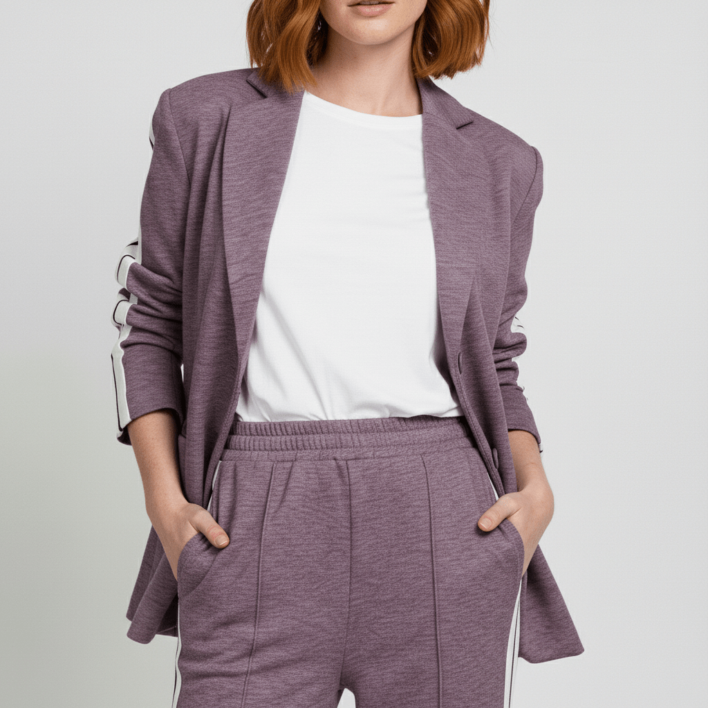 Caitlin Two Piece Set Blazer and Wide Leg Stripe Pants