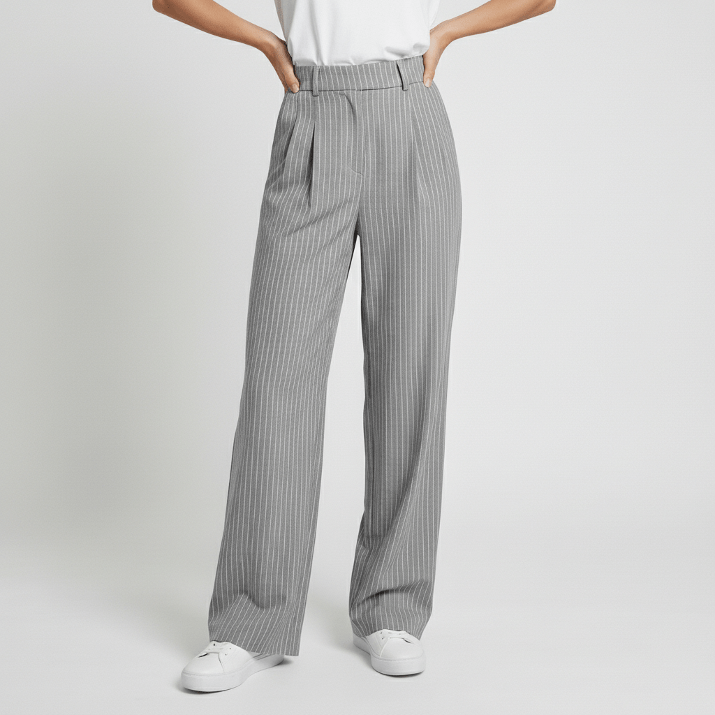 Callie Two Piece Set Cropped Blazer and Wide Leg Pinstripe Pants