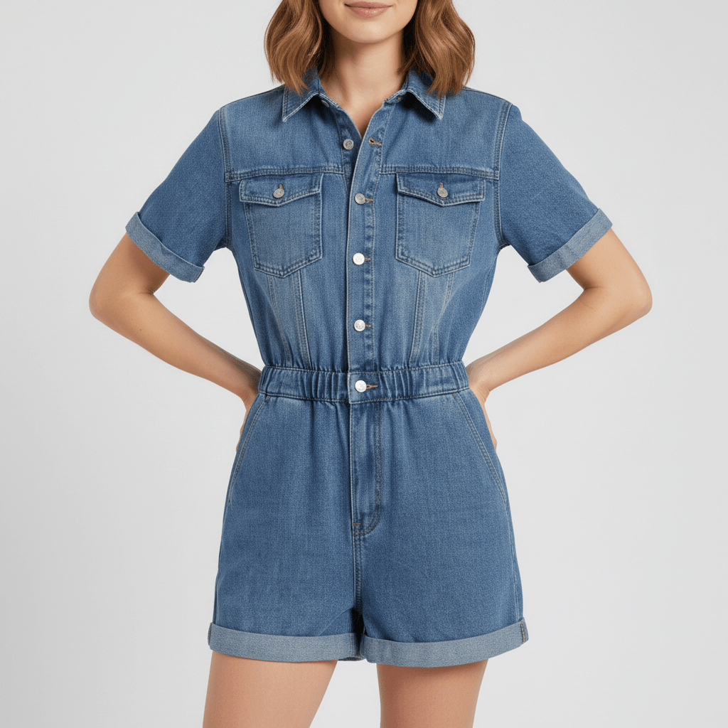 Carrie Two Piece Set Denim Shirt and Shorts