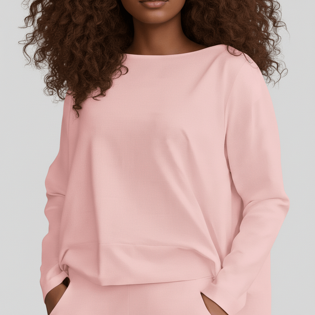 Delphine Two Piece Set Round Neck Top and Relaxed Fit Pants