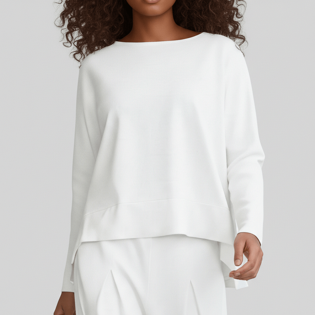 Delphine Two Piece Set Round Neck Top and Relaxed Fit Pants