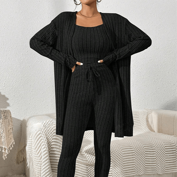 Isabella Women's 3-Piece Lounge Set – Soft Ribbed Loungewear 3