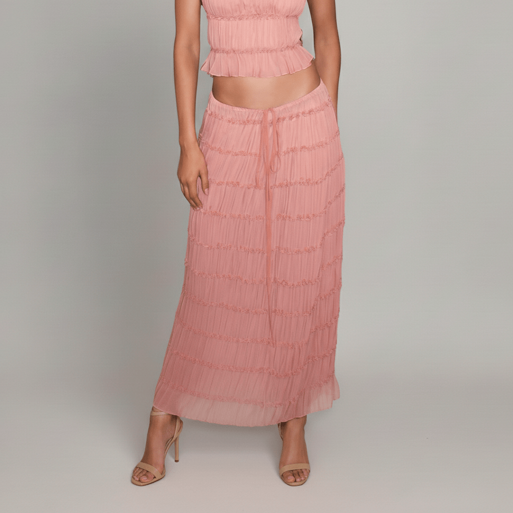 Edeline Halter Neck Two Piece Set with Crop Top and Maxi Skirt