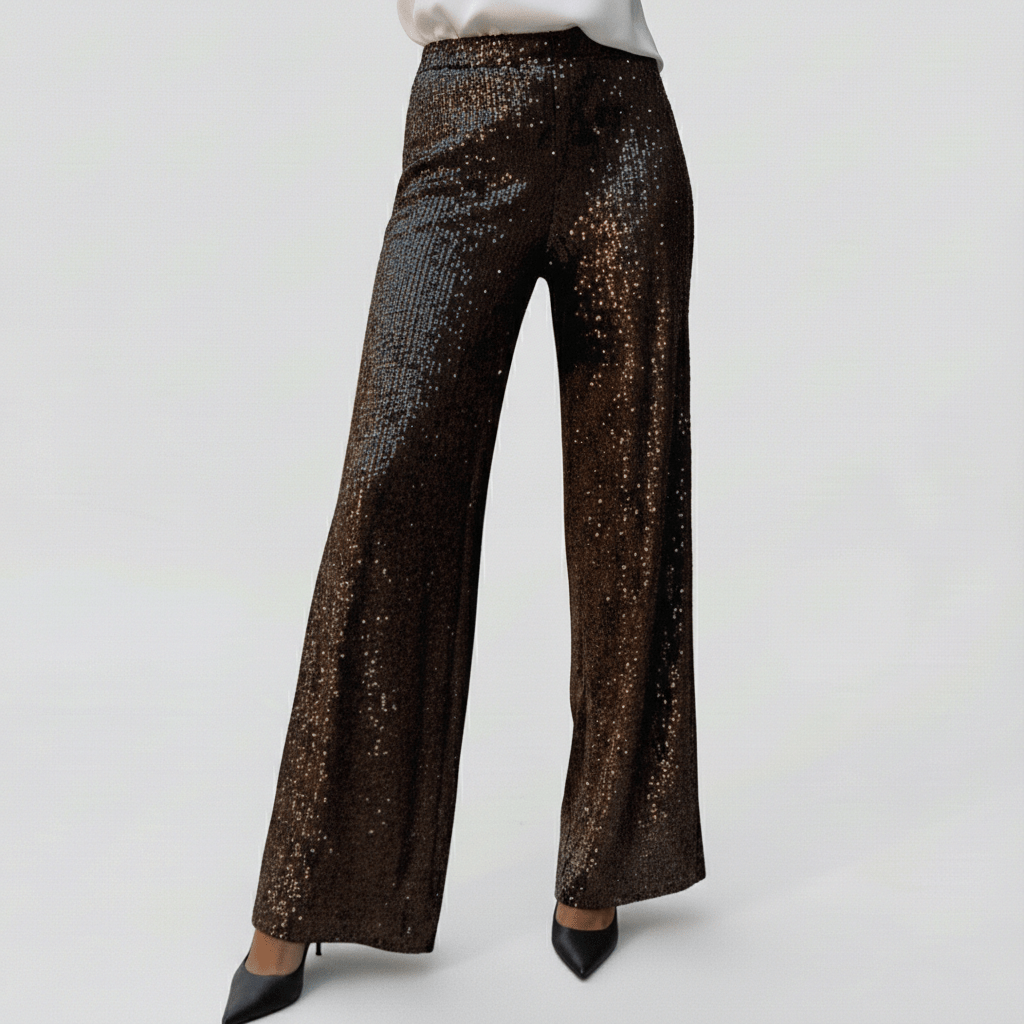 Estella Two Piece Set Sequin Blazer and Wide Leg High Waist Pants