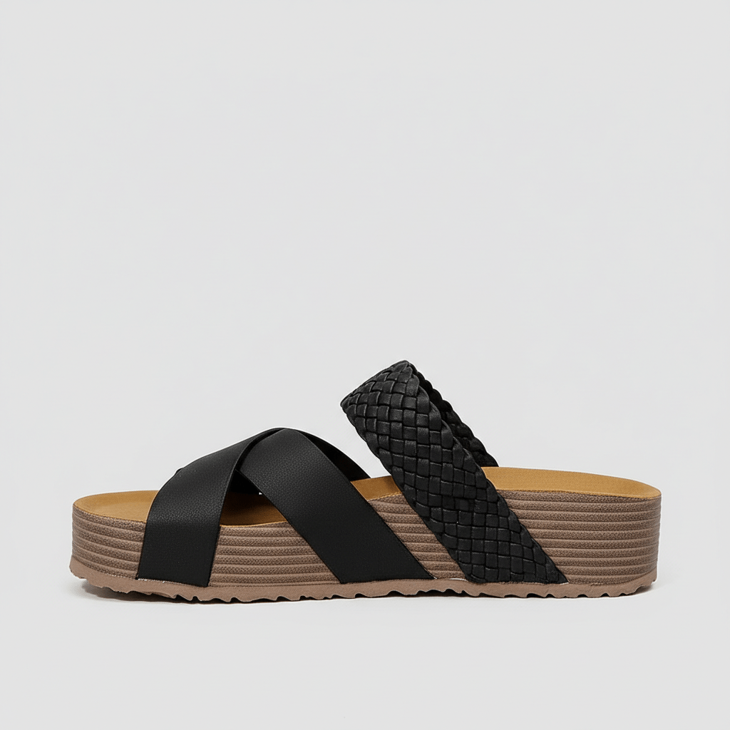 Felicity Cross Strap Platform Sandals Slip On Sandals