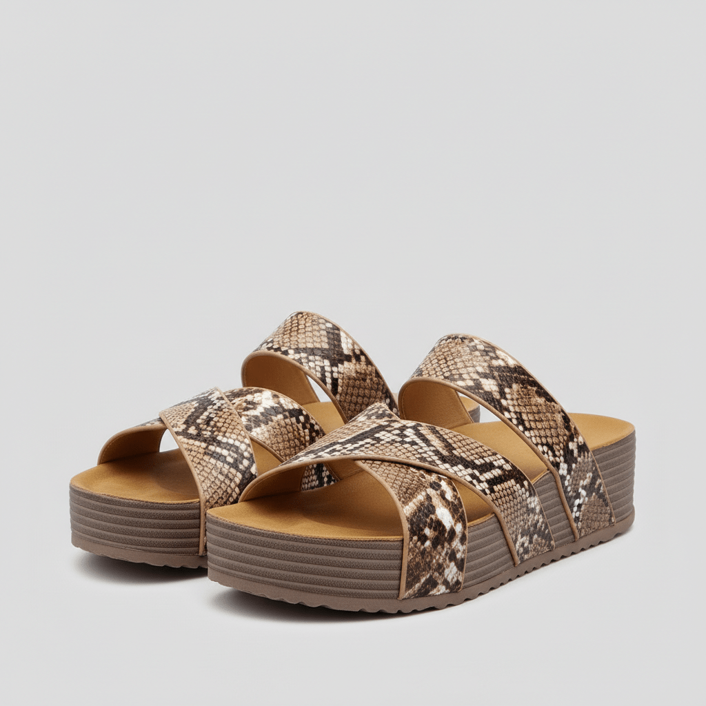 Felicity Cross Strap Platform Sandals Slip On Sandals