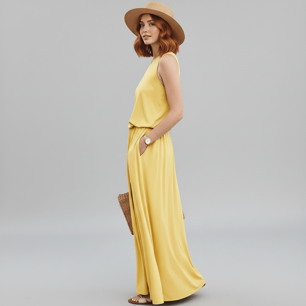 Jana Sleeveless Round Neck Maxi Dress for Women