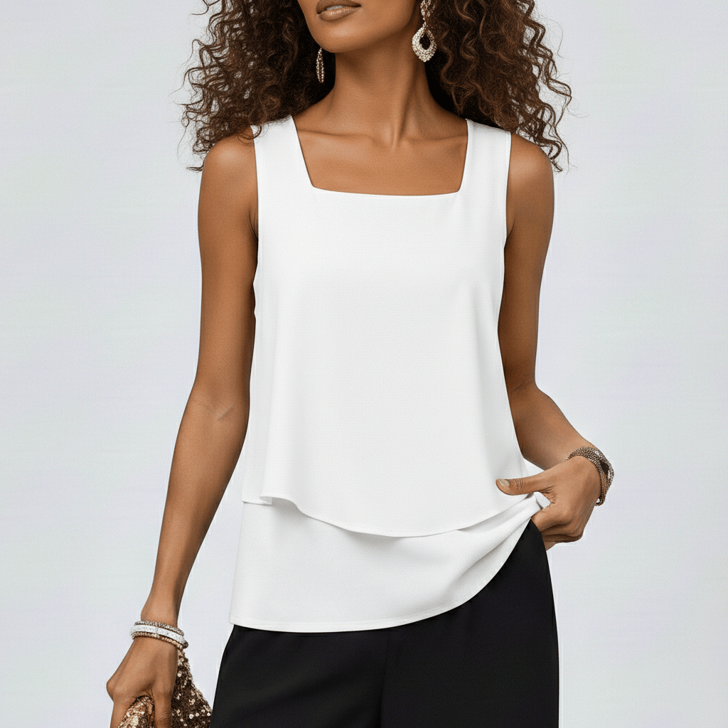 Jessica Two Piece Set Layered Top and Wide-Leg Pants