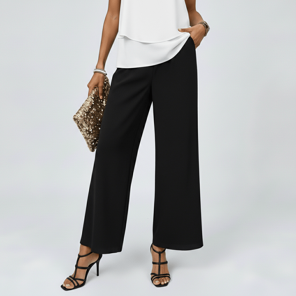Jessica Two Piece Set Layered Top and Wide-Leg Pants