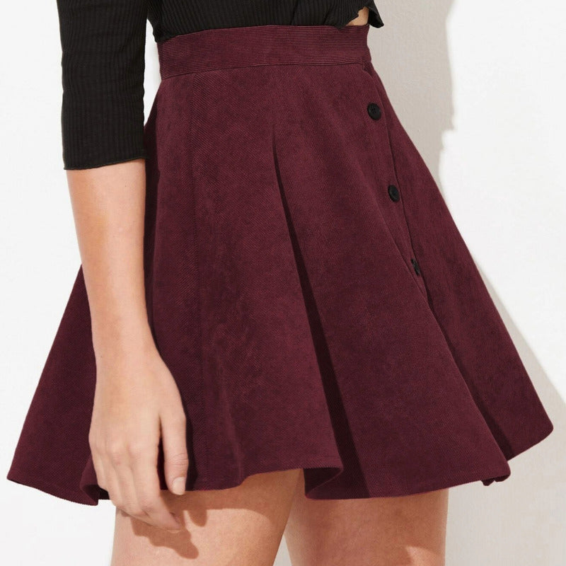 Belle Women’s High-Waisted A-Line Corduroy Skirt – Above Knee 4