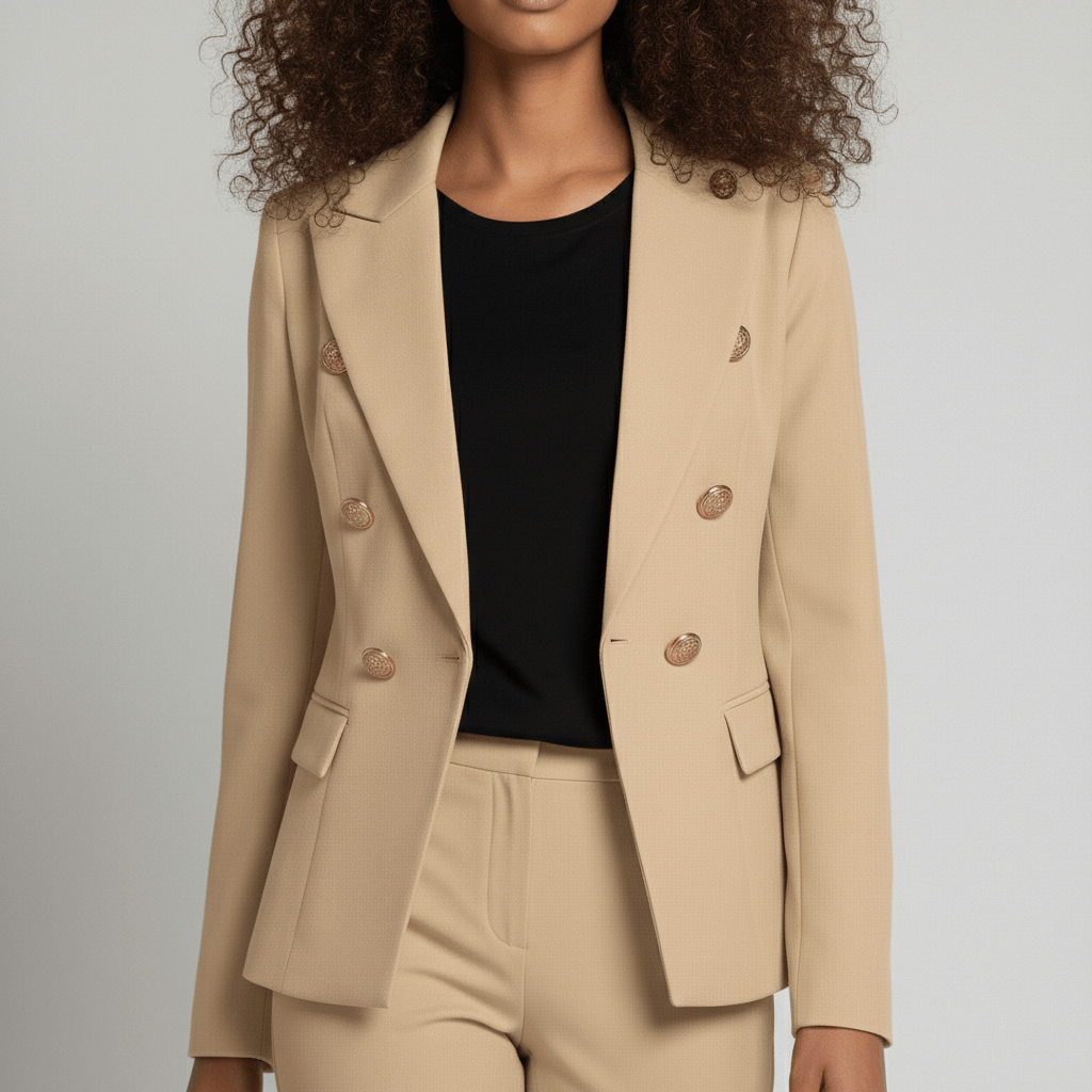 Keira Two Piece Set Double-Breasted Blazer and Slim Fit Pants