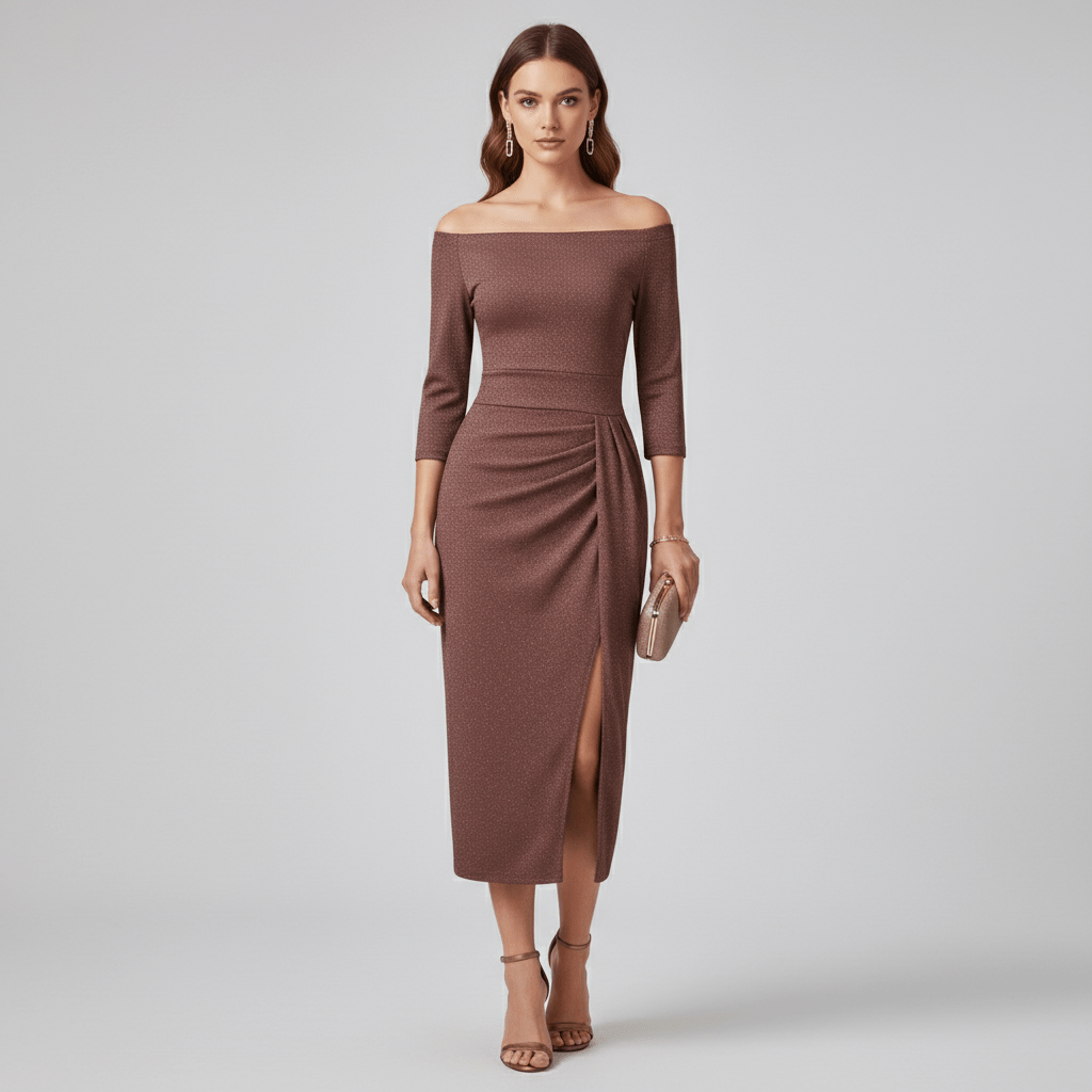 Keri Elegant Off-Shoulder Wedding Guest Dress