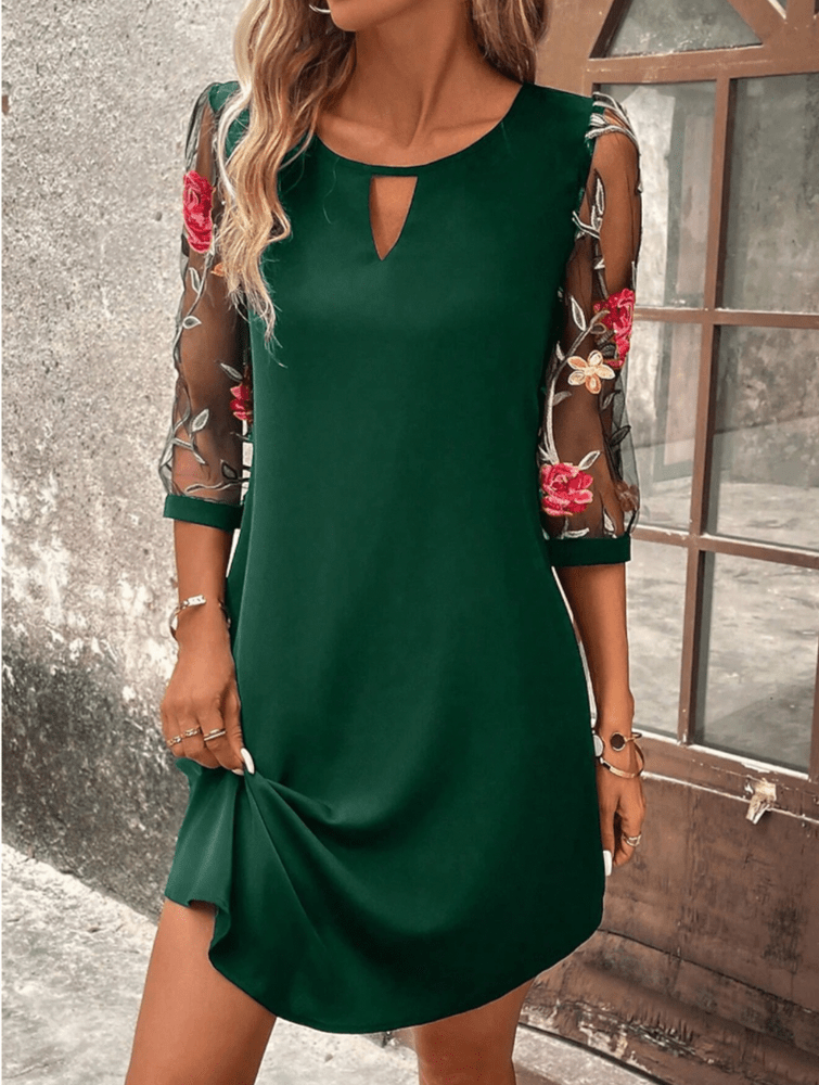 Lila Women’s Floral Sleeve Summer Dress – Above-Knee Fit Finleycrest
