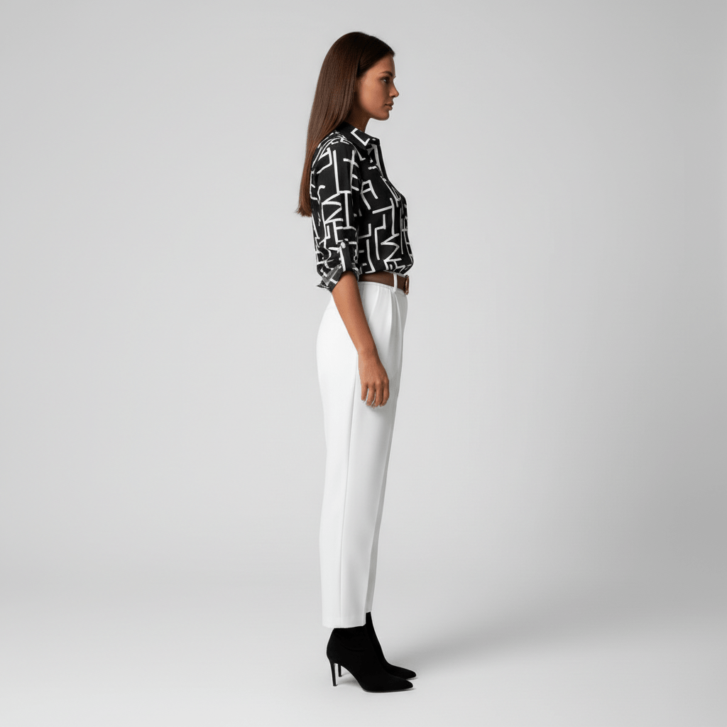 Lily Relaxed Fit Printed Button Blouse with Collar