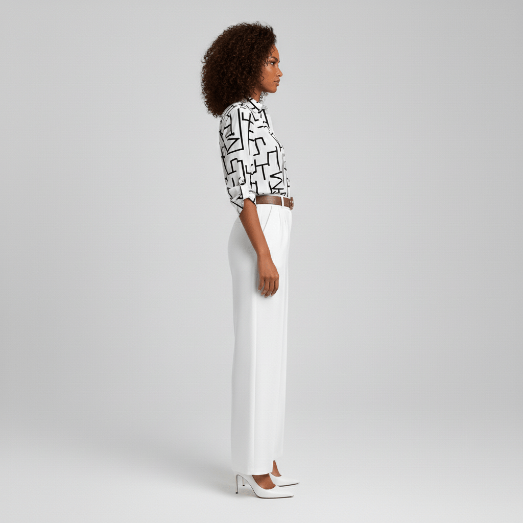 Lily Relaxed Fit Printed Button Blouse with Collar