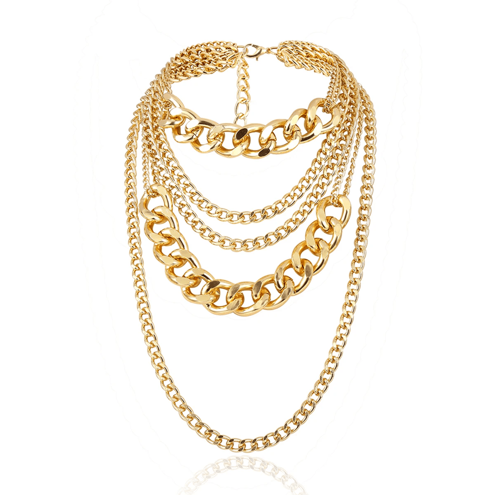 Cascade Women’s Layered Necklace – Polished Aluminium Chains 5