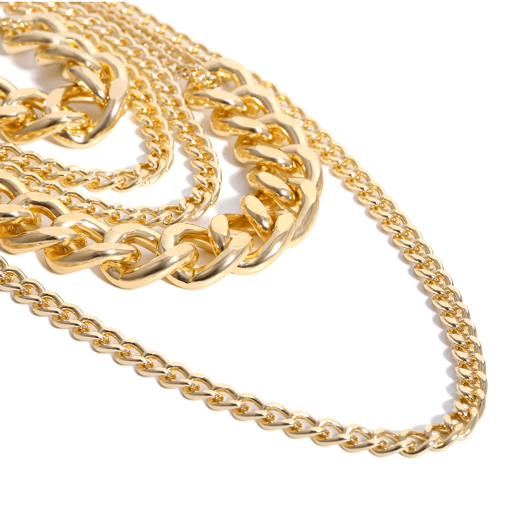 Cascade Women’s Layered Necklace – Polished Aluminium Chains 6