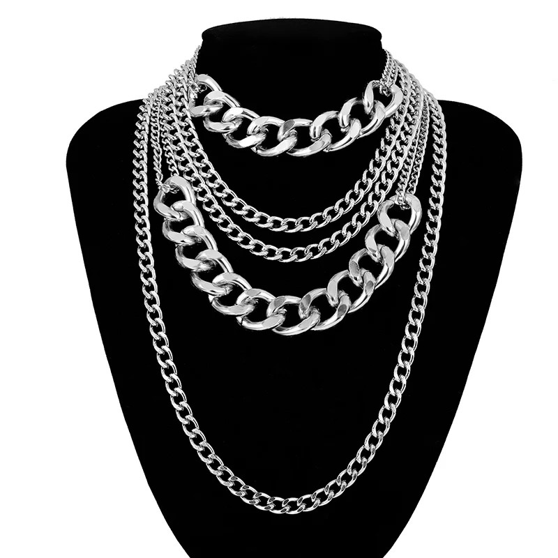 Cascade Women’s Layered Necklace – Polished Aluminium Chains 4